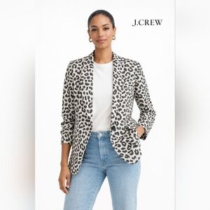 J. Crew Leopard Print Open-Front Blazer - Black & Cream